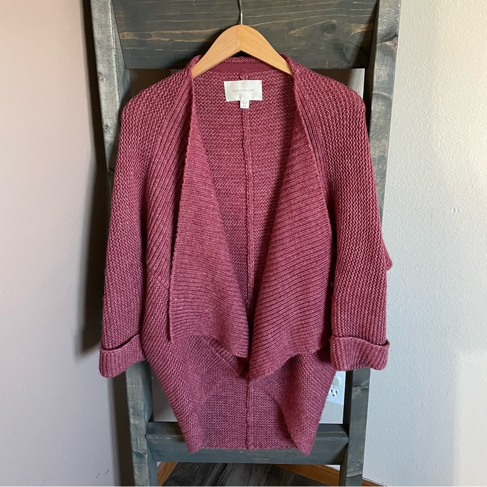 Brochu Walker ALPACA WOOL Blend Chunky Knit Open Front Cardigan Sweater
